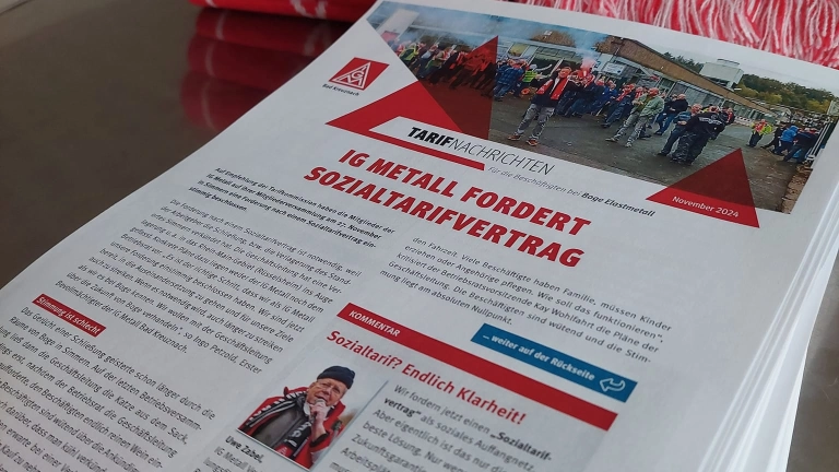 IG Metall Mitglieder fordern Sozialtarifvertrag